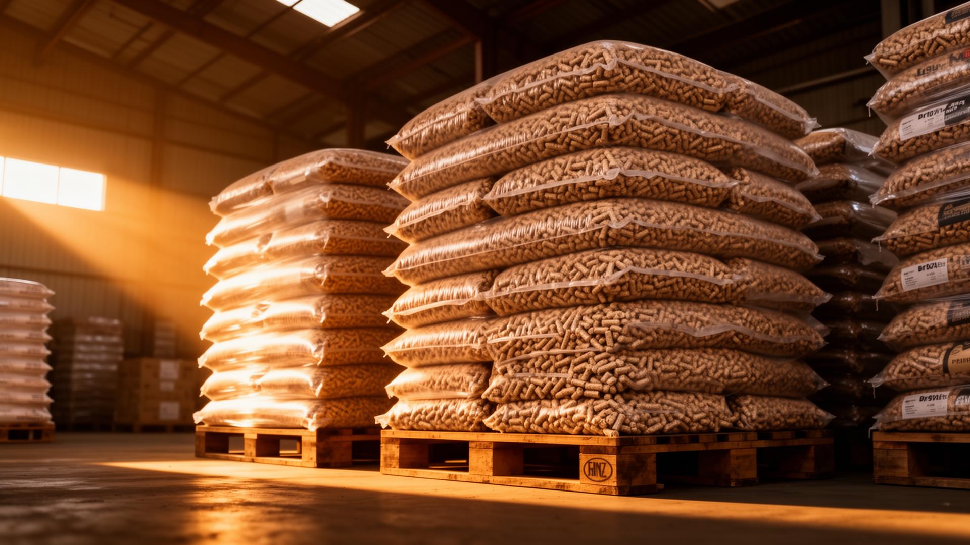 Pallet di pellet certificato in magazzino